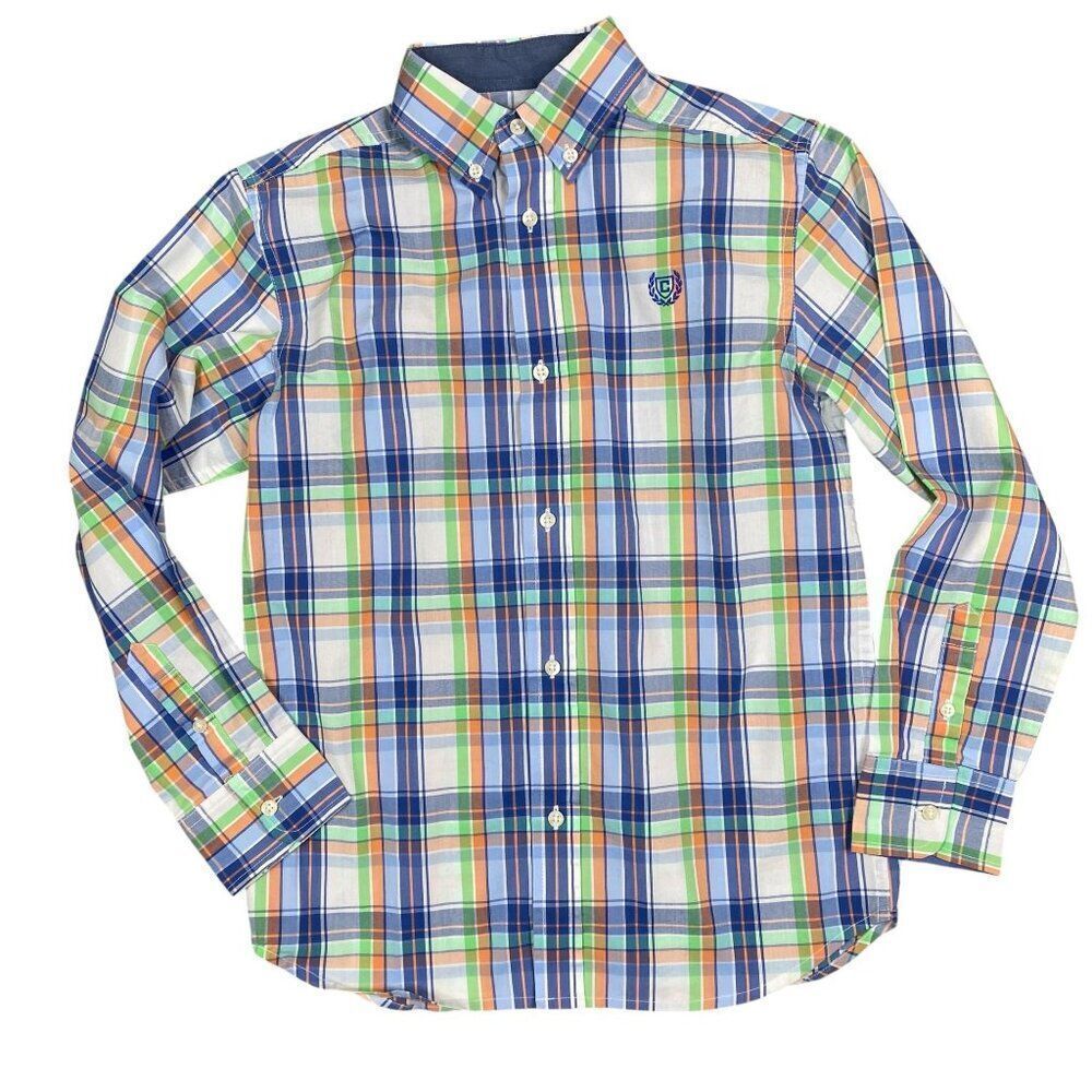 Chaps Long Sleeve Button Down Boys Size Med Plaid